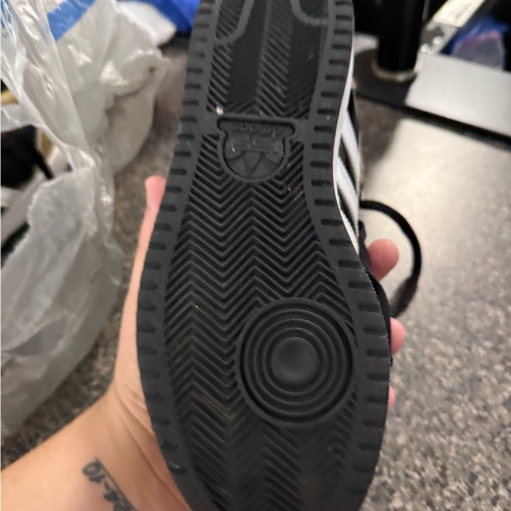 Adidas Top Ten Black and Gold Leather Sneakers